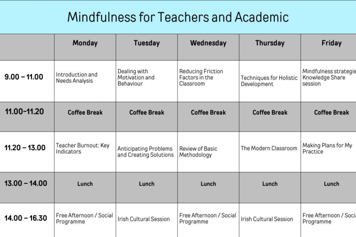 Mindfulness for Teachers and Academic schedule